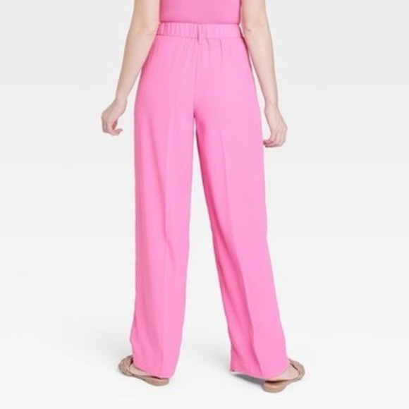 A New Day Women's Size 10 Pink High Rise Wide Leg Pleated Pants - Picture 2 of 6